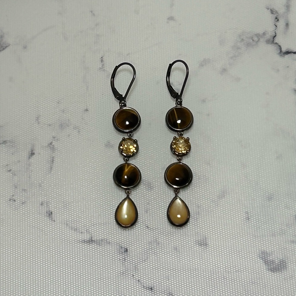 Tiger’s Eye and Citrine Drop Earrings